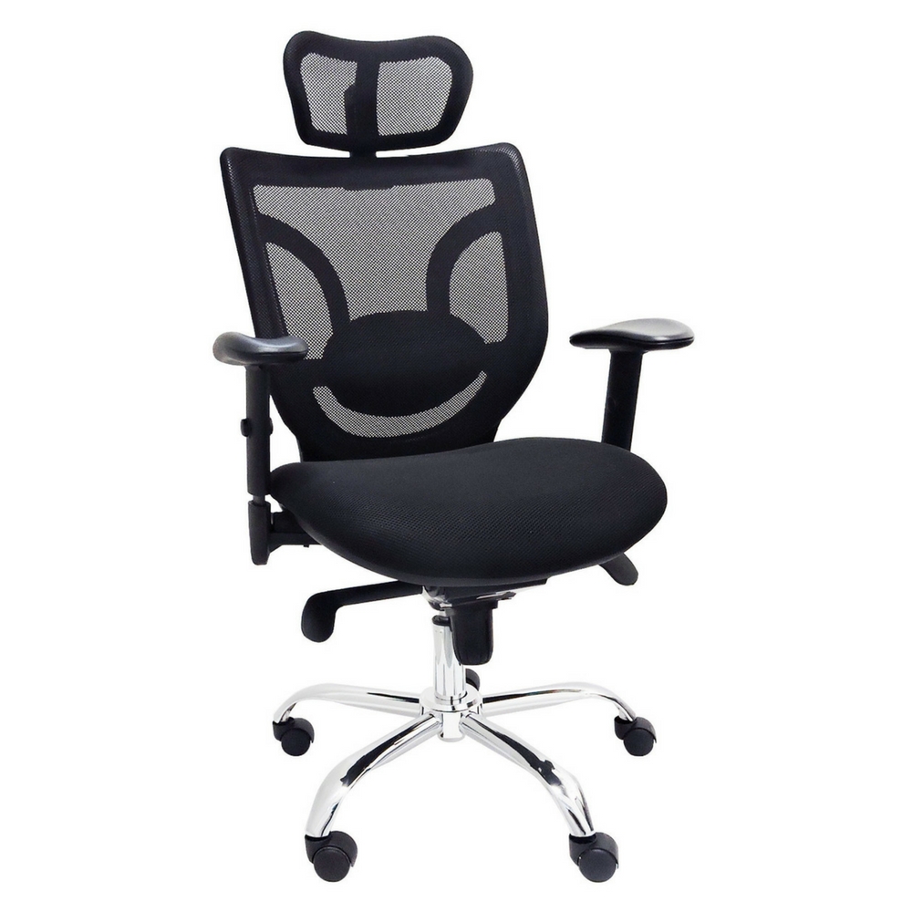 Cadeira Presidente Ergonômica Base Giratória Cromada Tela Mesh Boss Design