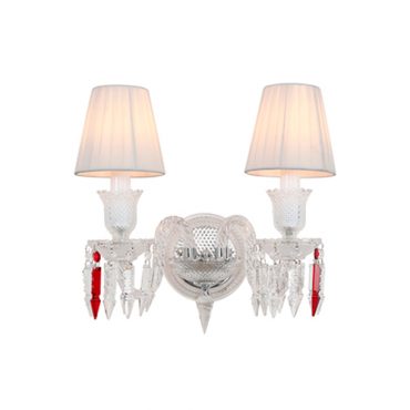 Arandela Baccarat Transparente 2 Braços C/ Cúpula Branca AR4511-2.000