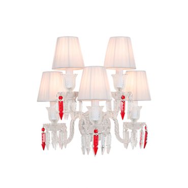 Arandela Baccarat Transparente 5 Braços C/ Cúpula Branca AR4511-5.000