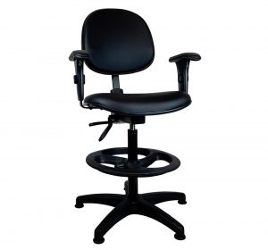 Cadeira Caixa Ergonômica Base Giratória Preta Work