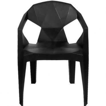 Kit 2 Cadeiras de Plástico Diamond com Apoio de Braço – Preta
