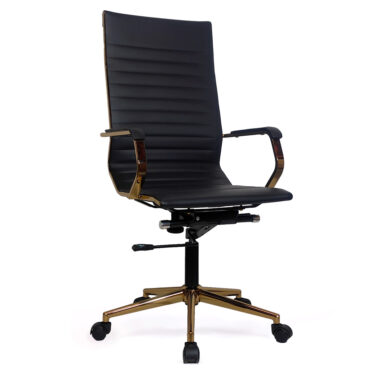 Cadeira Presidente Eames Office Base Dourada – Courino Preto